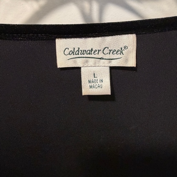 Vintage Elegant Black Velvet Crossover Blouse” Coldwater Creek size Large EUC - Picture 2 of 9